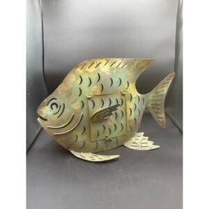 Rustic Metal Fish Lantern – 12” Tall – Used